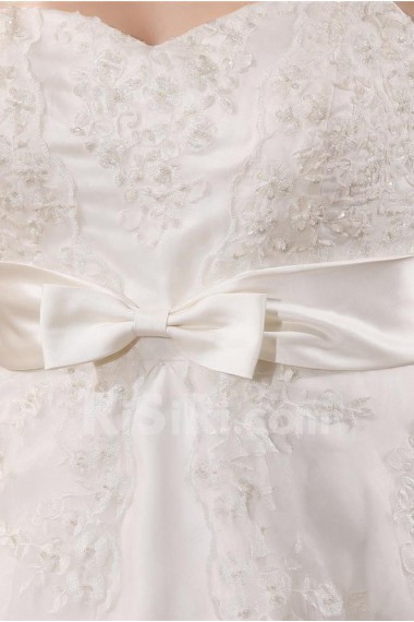 Satin Embroidered Sweetheart Plus Size Gown