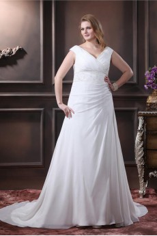 Chiffon V-Neck A-Line Plus Size Gown