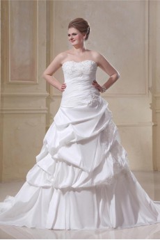 A-Line Taffeta Sweetheart Beading Plus Size Gown