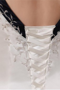 Embroiderd Satin Sleeveless V-Neck A-Line Plus Size Gown