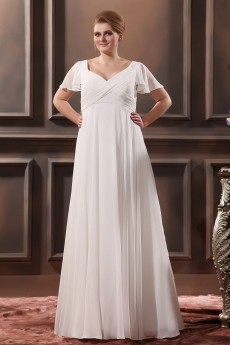 Floor Length V-Neck Plus Size Gown