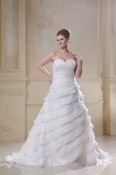 Sweetheart Chiffon Ruched A-Line Plus Size Gown