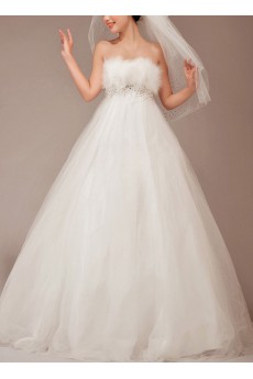 Tulle Strapless Floor Length Ball Gown with Sequins