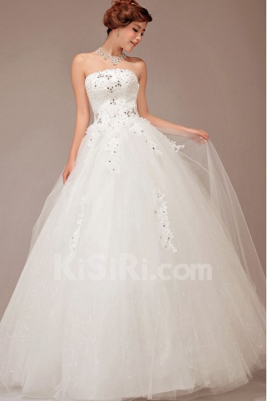 Tulle Strapless Floor Length Ball Gown with Crystals