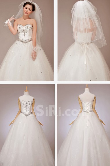 Tulle Sweetheart Floor Length Ball Gown with Crystals