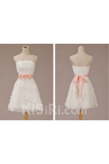 Chiffon Strapless Short A-Line Dress with Flowers