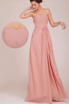 Chiffon Sweetheart Floor Length A-Line Dress with Beading