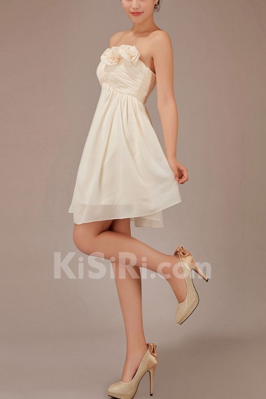 Chiffon Sweetheart Knee-Length A-Line Dress with Flowers