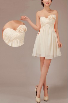 Chiffon Sweetheart Knee-Length A-Line Dress with Flowers