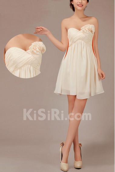 Chiffon Sweetheart Knee-Length A-Line Dress with Flowers
