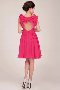 Chiffon V-Neck Knee-Length A-Line Dress with Ruffle