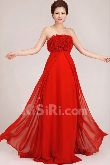 Chiffon Strapless Floor Length Column Dress