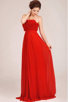 Chiffon Strapless Floor Length Column Dress