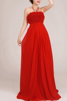 Chiffon Strapless Floor Length Column Dress