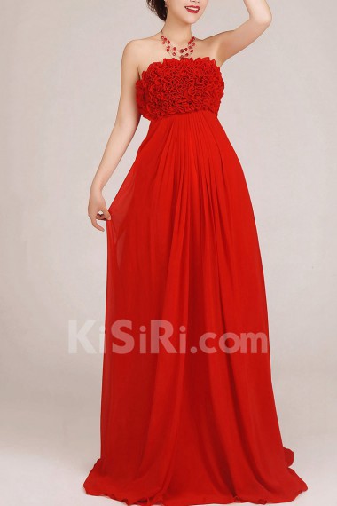 Chiffon Strapless Floor Length Column Dress