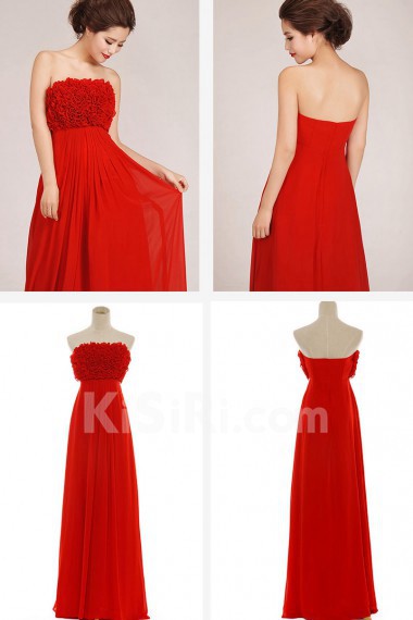 Chiffon Strapless Floor Length Column Dress