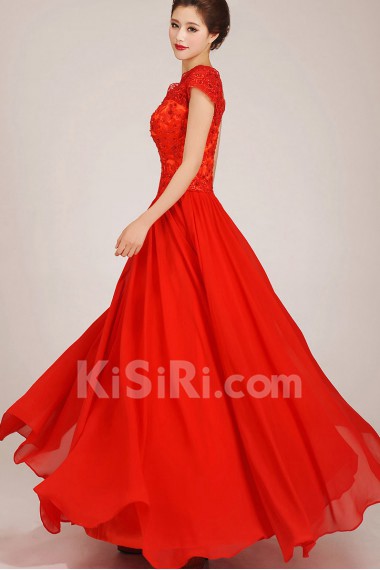 Chiffon  Floor Length A-Line Dress with Crystals