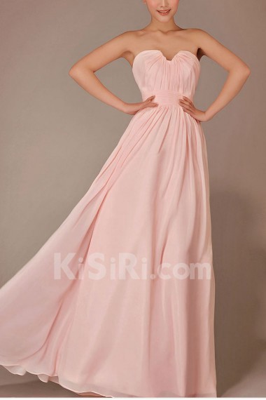 Chiffon Sweetheart Floor Length A-Line Dress with Ruffle