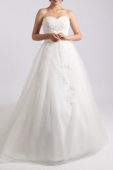 Organza Strapless Ball Gown with Crystal