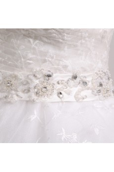 Lace Strapless Floor Length Ball Gown with Crystal