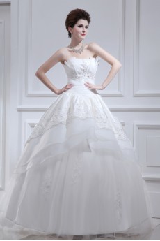 Organza Strapless Floor Length Ball Gown