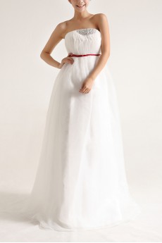 Organza Strapless Floor Length Empire Gown with Sequins