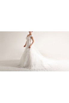 Organza V-neck A-line Gown with Sequins