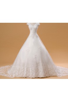 Organza V-neck A-line Gown with Sequins