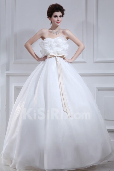 Organza Strapless Floor Length Ball Gown