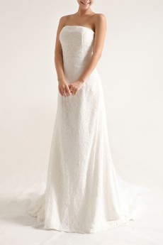 Lace Strapless Mermaid Gown with Sequins