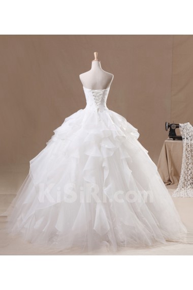 Organza Sweetheart Floor Length Ball Gown with Pearls