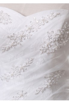 Organza Sweetheart Floor Length Ball Gown with Pearls