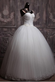 Net Sweetheart Floor Length Ball Gown with Sequins