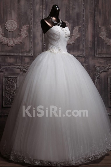 Net Sweetheart Floor Length Ball Gown with Sequins