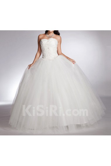 Net Sweetheart Floor Length Ball Gown with Beading