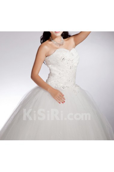 Net Sweetheart Floor Length Ball Gown with Beading