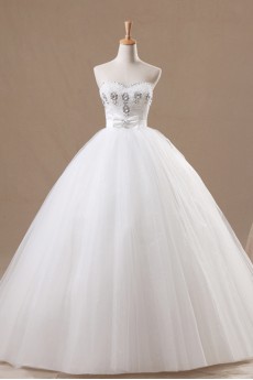 Organza Sweetheart Floor Length Ball Gown with Crystal