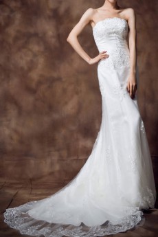 Satin Strapless Sheath Gown with Sequins