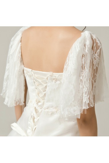 Lace Square Neckline A-line Gown with Embroidered