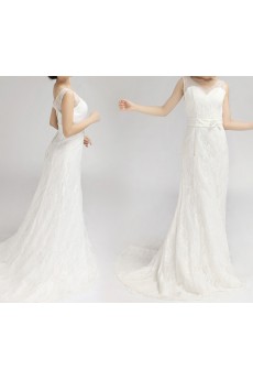 Lace V-neck Empire Gown with Sequins