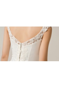 Satin V-neck A-line Gown with Embroidered
