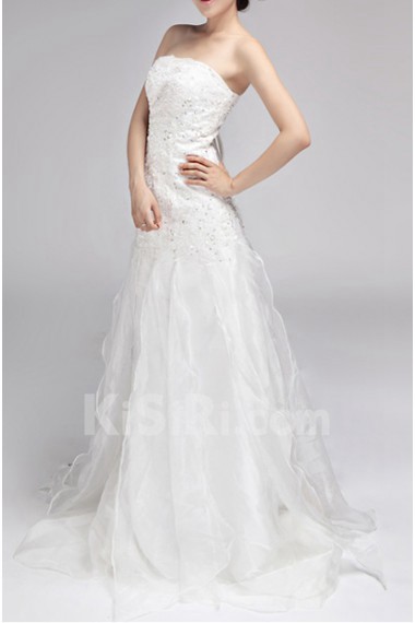 Chiffon Strapless A-line Gown with Sequins