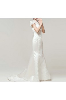 Satin High Collar Neckline Mermaid Gown with Sequins