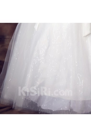 Satin Strapless Floor Length Ball Gown with Crystal