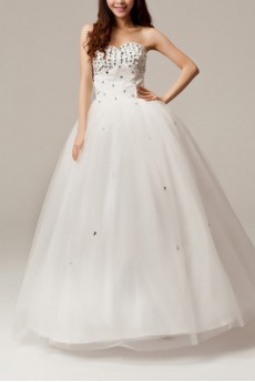 Net Sweetheart Floor Length Ball Gown with Crystal