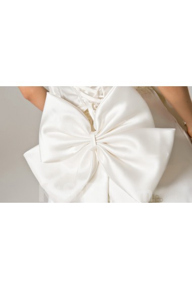 Satin Strapless Floor Length Ball Gown with Pearls
