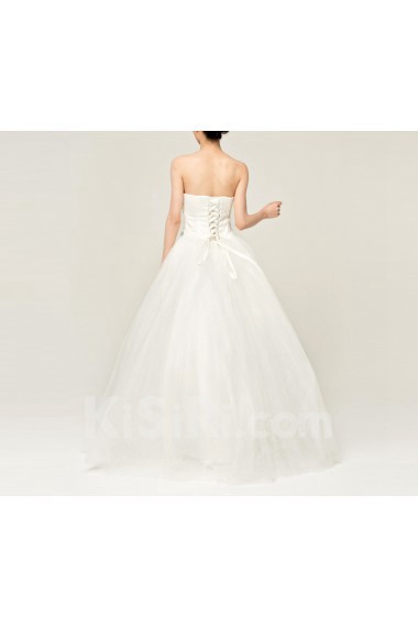 Satin Strapless Floor Length Ball Gown with Crystal