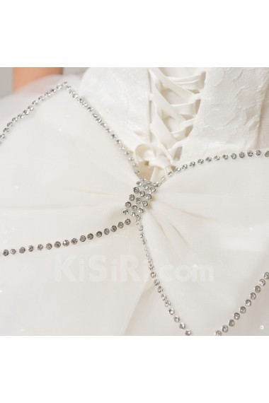 Satin Scoop Neckline Floor Length Ball Gown with Crystal