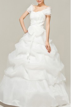 Satin Off-the-Shoulder Floor Length Ball Gown with Embroidered