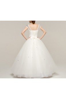Satin V-neck Floor Length A-line Gown with Crystal